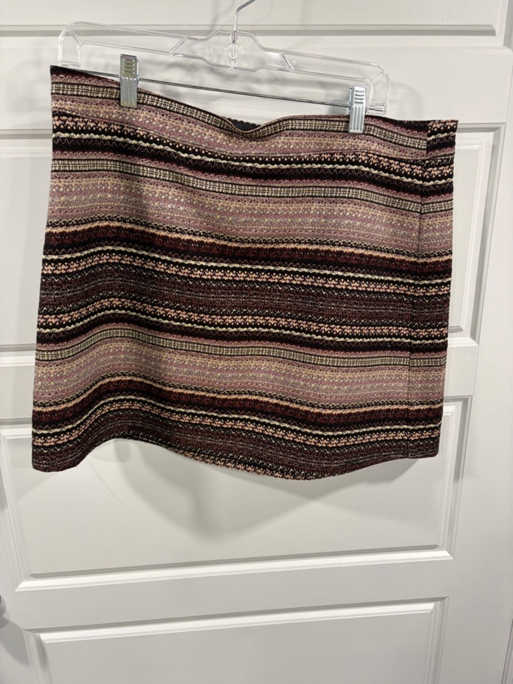 Express Striped Knit Mini Skirt in Plum and Brown Tones